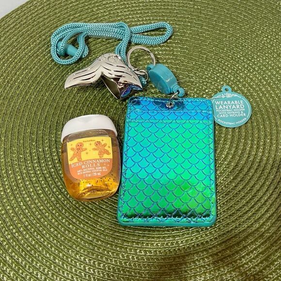 BBW Mermaid Lanyard, PocketBac holder, key ring, card holder, one sanitizer NWT - Picture 2 of 5